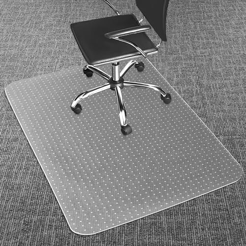 Office Chair Mat for Carpets, 48"x 36" Heavy Duty Clear Plastic Floor Protector, Non-Slip Computer Desk Chair Mat for Low Pile Carpeted Floors, Smooth Rolling Carpet Chair Mat for Home Office - size: 48" x 36"
