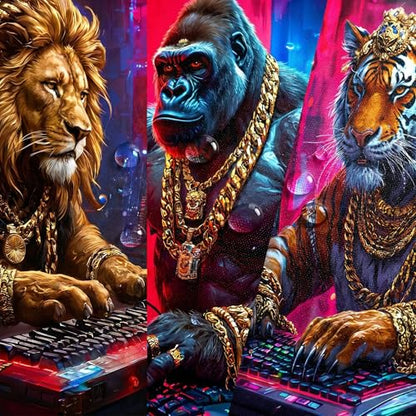 Game Room Decor Gaming Posters Video Game Wall Art Prints Set of 3 Cool Cyberpunk Animal Painting Pictures Gamer Wall Decor for Boy Teen Men Bedroom Bathroom Playroom 12x16in Framed - size: Framed12X 16Inchesx3