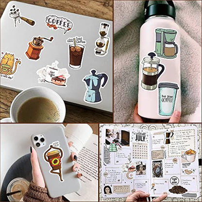 Coffee Stickers for Kindle Funny Coffee Stickers for Water Bottles Scrapbook Laptop Book Waterproof(50 Pcs) - style: Coffee Stickers