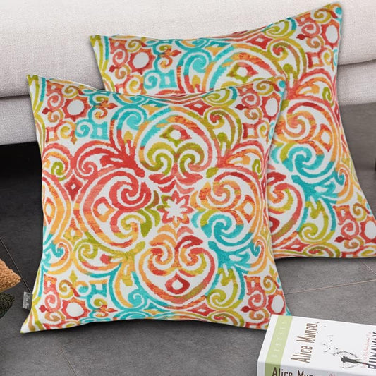 FUNHOME Outdoor Pillow Covers ONLY, No Insert! Pack of 2 Square Throw Pillow Covers, Decorative Water-Repellent Modern Cushion Cases for Sofa Patio Couch Decoration 18 x 18 Inch-Corinthian Dapple - color: Corinthian Dapple, size: 18"L x 18"W(No Insert)