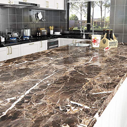 Livelynine Self Adhesive Wallpaper for Kitchen Counter Top Covers Marble Contact Paper Peel and Stick Countertops Waterproof Desk Cover Cabinet Vinyl Countertop Wrap Renter Friendly Laminate 15.8x78.8 - size: 15.8" x 78.8"