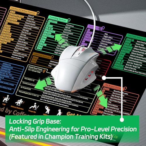 ProbTis Excel Cheat Sheet Desk Pad – XXL 35.4"x15.7" Shortcuts Mousepad for Keyboard | Non-Slip Base, Stitched Edges, Pro Office & Back to School Mat - color: Excel Pro-v2