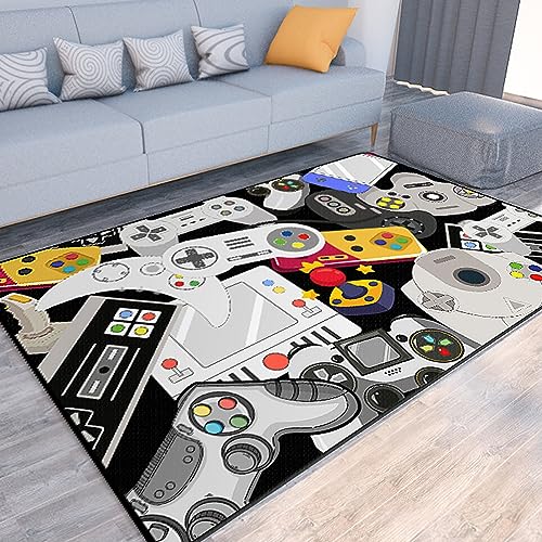 Game Rug Teen Boys Carpet with Game Controller Decoration, 3D Gaming Rugs for Boy’s Bedroom Living Room Playroom, Non-Slip Gamer Carpet Children Gaming Area Rugs (47" x 31") - color: Game 3, size: 2'7" x 3'11" (Rectangular)