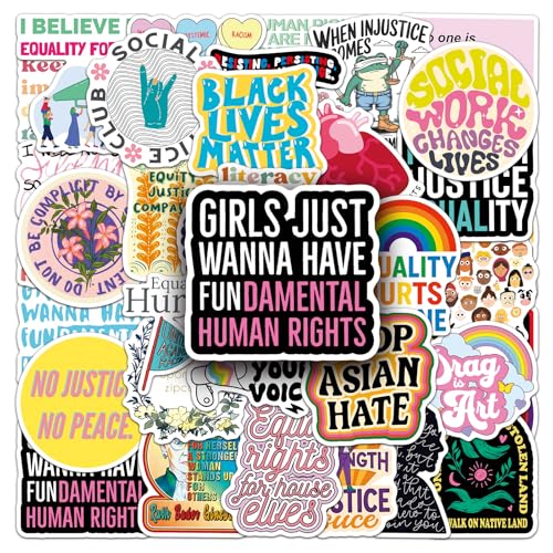 Social Justice Sticker for Black Rights Women's Rights,Equality Activism Water Bottle Stickers for Scrapbook Laptop Journal Envelope Skateboard Phone, Social Worker Vinyl Decals Bulk Pack (50Pcs) - style: Social Justice