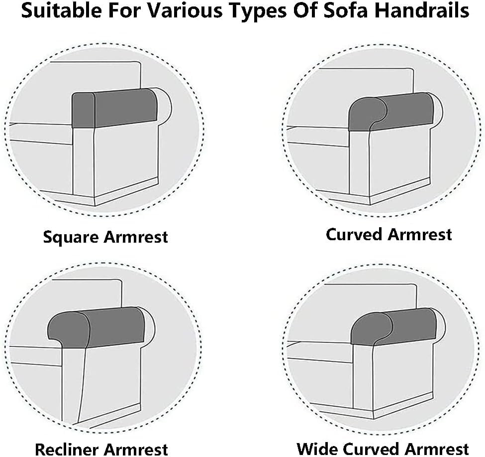 Soft Sofa Armrest Covers, Skin-Friendly Stretch Polyester Armrest Covers, Comfortable Scratch Resistant Sofa Armrest Cover for Square Armrest/Curved Armrest/Reclining Armrest, One Pair,Stone Blue - color: Stone Blue