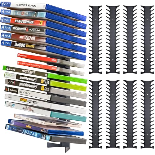 Funturbo Video Game Storage Wall Mount Game Case Holder, Metal Wall Mounted Media Storage Shelves for PS, Xbox, Switch Game Organizer (8-Pack) - size: 8-Pack