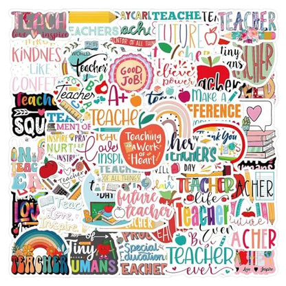 110PCS Teacher Stickers, Non-Repeating Funny Teacher Stickers Waterproof Meme Stickers for Teachers Gift Vinyl Decals Cute Stickers Gifts for Laptop Water Bottles Phone - style: Teacher Stickers