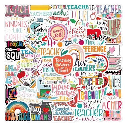 110PCS Teacher Stickers, Non-Repeating Funny Teacher Stickers Waterproof Meme Stickers for Teachers Gift Vinyl Decals Cute Stickers Gifts for Laptop Water Bottles Phone - style: Teacher Stickers