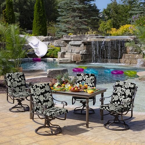 Arden Midback Outdoor Patio Chair Cushion, 18 x 16.5, Rain-Proof Seat Pad, Fade-Resistant Outdoor Cushion Ashland Black Jacobean - color: Ashland Black Jacobean