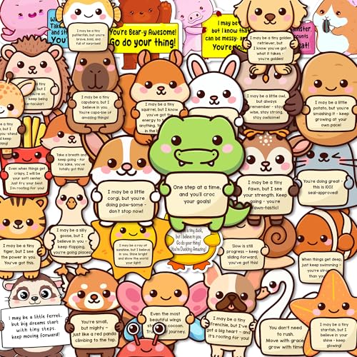 200PCS Emotional Support Animal Stickers by Puraesla– Affirmation Sticker Pack for Adults or Kids Cute Inspirational Buddies for Water Bottles, Laptops, Phones, Positive Quote Vinyl - size: L - 200PCS