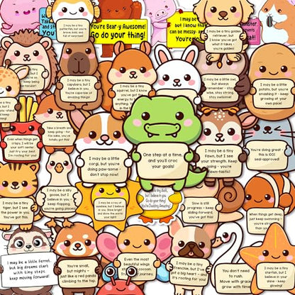 200PCS Emotional Support Animal Stickers by Puraesla– Affirmation Sticker Pack for Adults or Kids Cute Inspirational Buddies for Water Bottles, Laptops, Phones, Positive Quote Vinyl - size: L - 200PCS