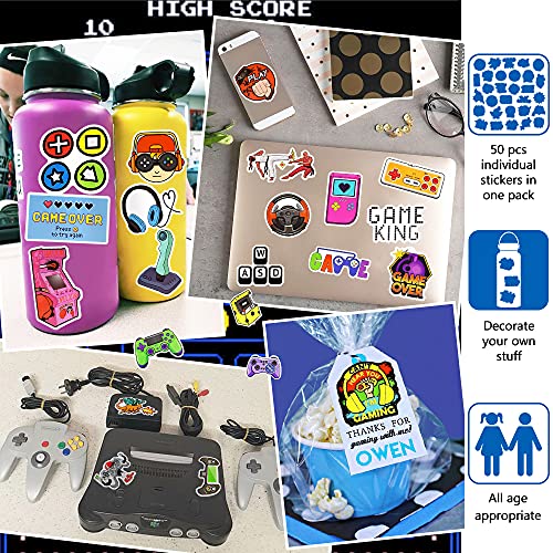DETICKERS Water Bottles Stickers for Boys Kids 50 PCS Waterproof Video Game Vinyl Stickers Gamer Gifts for Teen Boys - style: Game