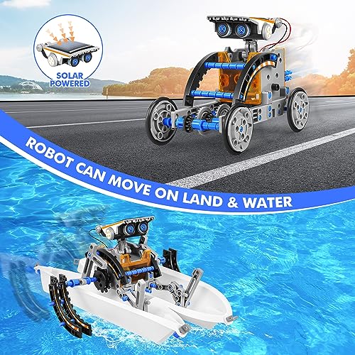 Bottleboom STEM 13-in-1 Education Solar Power Robots Toys for Boys Age 8-12, Educational Toy Science Kits for Kids Experiment Robotics Set Birthday Gifts for 8 9 10 11 12 Years Old - color: Blue Gray