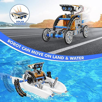 Bottleboom STEM 13-in-1 Education Solar Power Robots Toys for Boys Age 8-12, Educational Toy Science Kits for Kids Experiment Robotics Set Birthday Gifts for 8 9 10 11 12 Years Old - color: Blue Gray