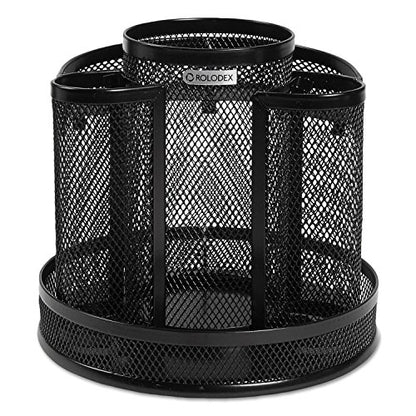 Rolodex Desk Organizer Rotating Office Supply Caddy Mesh Black (6.5" x 6.5" x 6.25") (Pack of 8) - size: 6.5" (Pack of 8)