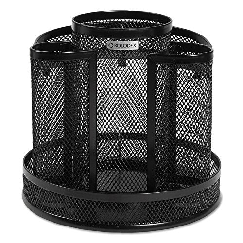 Rolodex Desk Organizer Rotating Office Supply Caddy Mesh Black (6.5" x 6.5" x 6.25") (Pack of 8) - size: 6.5" (Pack of 8)