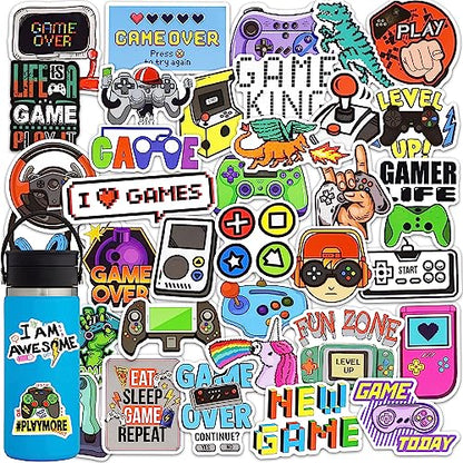 DETICKERS Water Bottles Stickers for Boys Kids 50 PCS Waterproof Video Game Vinyl Stickers Gamer Gifts for Teen Boys - style: Game