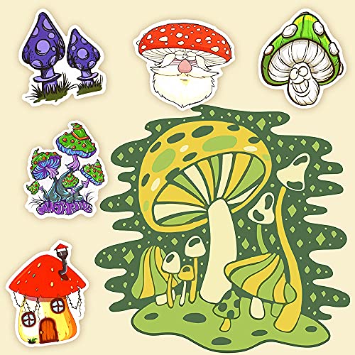 Mushroom Stickers for Kindle Trippy Mushroom Stickers for Water Bottles Scrapbook Laptop Book Waterproof(50 Pcs) - style: Cute Mushroom Stickers