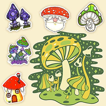 Mushroom Stickers for Kindle Trippy Mushroom Stickers for Water Bottles Scrapbook Laptop Book Waterproof(50 Pcs) - style: Cute Mushroom Stickers