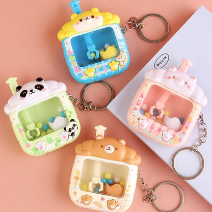 Aoekaff Mini Claw Machine Keychain Funny Tiny Arcade Games finger Toys Gifts for Bag Backpack Charm - color: Pink Cat