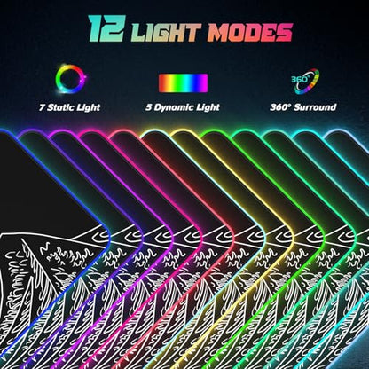 ITNRSIIET RGB Gaming Mouse Pad, Full Desk XL Extended Large Gaming Mousepad, 12 Lighting Modes 30% Thicker Big LED Desk Mat for Gamers, 32 x 12 inches, Waves Under The Moon - color: Waves Under the Moon