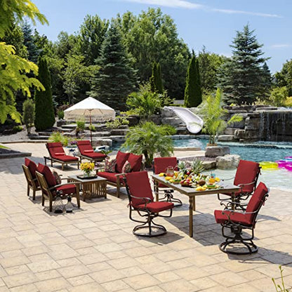 Arden Outdoor Midback Chair Cushion, 18 x 16.5, Water Repellent, Fade Resistant 18 x 16.5, Ruby Red Leala - color: Ruby Red Leala