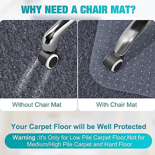 BesWin Office Chair Mat for Carpeted Floors, Transparent Desk Chair Mat for Low Pile Carpets, Plastic Floor Mat for Office Chair on Carpet for Work, Home, Gaming, Easy Glide (36" X 48" Rectangle)