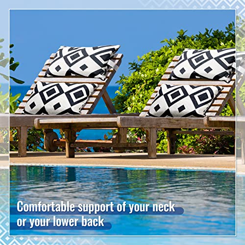 Juexica 2 Pack Chaise Lounge Pillow with Strap Outdoor Waterproof Beach Chair Neck Headrest Pillow Adjustable Elastic Band for Hammock Lumbar Recliner Pillows for Patio Pool Chair(Stripe Style) - style: Stripe Style