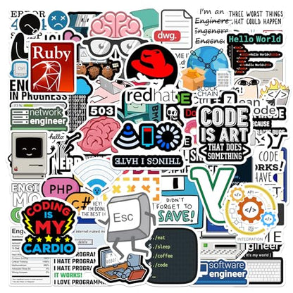 110PCS PCS Programming Stickers Funny, Vinyl Waterproof for Water Bottle Laptop Luggage Guitar Gifts for Teens Girls Kids Adult Students Funny - style: Programming Stickers