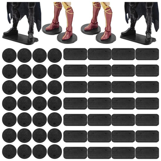56PCS Action Figure Stand Bases, Assembly Display Holder Accessories, Fit for Most 6inch Mavel Legends Series/Gi Jeo Classified Series/D C/Mo tu Figures, Black/ Mix Square & Round Shape - color: 56PACK Black(Square&Round)