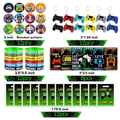 BANBALLON 54 PCS Video Game Party Favors Video Game Theme Notepads Wristbands Keychains For Level Up Party Gamer Birthday Party Classroom Rewards Supplies