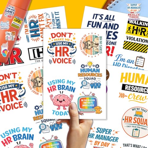20PCS HR Stickers – Funny Human Resources Office Humor Vinyl Waterproof Stickers for Managers, Recruiters, Laptop, Water Bottle