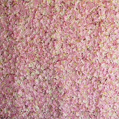 Efavormart 11 Sq ft. | Pink/Cream UV Protected Hydrangea Flower Wall Mat Backdrop - 4 Artificial Panels - color: Pink