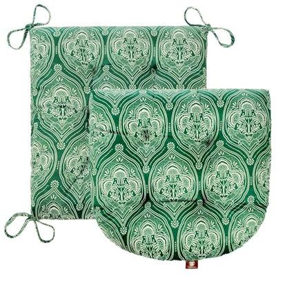 Outdoor Patio Cushion, Rocking Chair Cushion, Tufted Pads, Set of Upper and Lower with Ties Pack of 2 (2 Sets) - Back 20"×17", Seat 17"×17" (Green Lantern) - color: Green Lantern