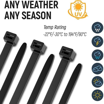 ALBO Black Zip Ties 14 Inch Plastic Cable Ties 1000 Pack Tie Wraps Heavy Duty 75lb UV Resistant Nylon Wire Ties - size: 14" Black 1000 Pack 75lb