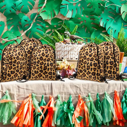 Yiyiring 16 Pcs Cheetah Drawstring Bags, Leopard Gift Drawstring bags cheetah party favors decor for Theme Birthday Party Supplies(Brown Leopard) - style: Brown Leopard