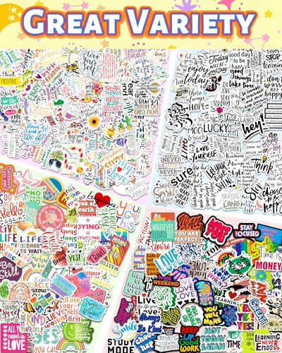 Greingways 300 PCS Inspirational Stickers for Adults, Motivational Water Bottle Stickers for Teens Kids Teachers, Journaling Scrapbook Laptop Positive Quote Vinyl Sticker for Vision Board Supplies - style: 300 Pcs Quote