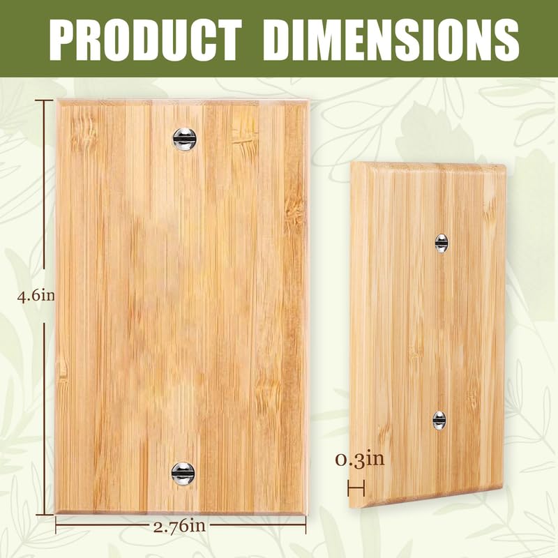 4PC Solid Wood Single Toggle Light Switch Plate 4.5" X 2.76" Bamboo Light Switch Cover Quality Raw Wooden Decorative Blank Light Switch Cover Plate - color: 4PC-Single Toggle Blank