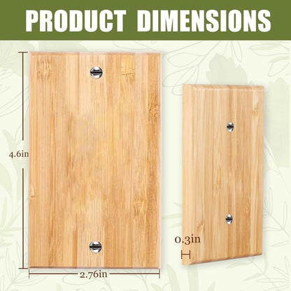 4PC Solid Wood Single Toggle Light Switch Plate 4.5" X 2.76" Bamboo Light Switch Cover Quality Raw Wooden Decorative Blank Light Switch Cover Plate - color: 4PC-Single Toggle Blank
