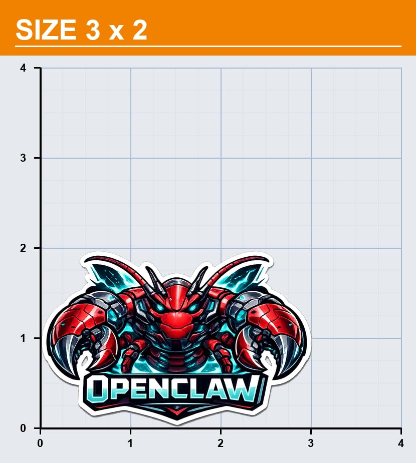 OpenClaw Vinyl Decal Sticker | Red Robot Lobster Design | Gaming Decor | Cyberpunk Style | Unique Wall Art | Collector's Item - size: 3-inch