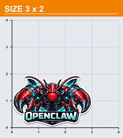 OpenClaw Vinyl Decal Sticker | Red Robot Lobster Design | Gaming Decor | Cyberpunk Style | Unique Wall Art | Collector's Item - size: 3-inch