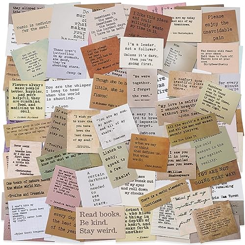 LakoArt 120 Pieces Non-repetitive Retro Typewriter Style Motivational Quote Stickers, Inspirational Vintage Journaling Stickers, Famous Words Scrapbook Sticker for Planner Bullet Junk Journal Laptop - style: 120 pcs, each one is unique