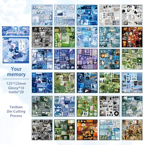 Memory-Themed Japanese Sticker Book: 700+ Die-Cut Glossy & Matte Stickers - 30 Sheets for Scrapbooking, Junk Journals, Planners-Prayer Board Supplies-Vision Board Supplies - color: Memory