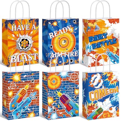 MotiMind 24 Pcs Dart Battle War Party Supplies Bags Favors Bags with Handle Dart Battle War Party Baby Shower Candy Treat Goodie Bag for Birthday Holiday Decorations for Kids - style: Dart Battle