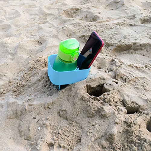 Beach Cup Holder with Pocket Beach Sand Coasters Drink Cup Holders for Travel Multicolor 2 Pack Color Blue/Deep Blue - color: Blue/Deep Blue