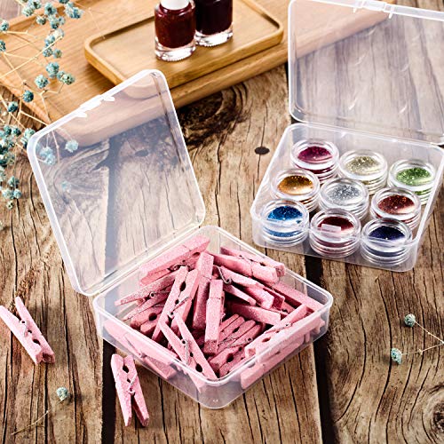 SATINIOR 24 Packs Small Clear Plastic Beads Storage Containers Box with Hinged Lid for Storage of Small Items, Crafts, Jewelry, Hardware (3.7 x 3.7 x 1.18 Inches) - size: 3.7 x 3.7 x 1.18 in