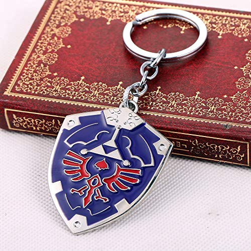 DeltaHalo | Link Shield Keychain Legend of Zelda Keyring |"Thin-Tin" Super Light Weight Metal Keychain (Blue), Small