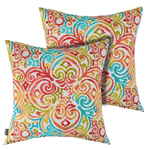FUNHOME Outdoor Indoor Throw Pillows 18”x18”, Set of 2 Decorative Throw Pillows with Inserts, All Weather Water-Repellent Square Pillows for Bed, Couch, Sofa and Patio Furniture -Corinthian Dapple - color: Corinthian Dapple, size: 18"L x 18"W(With Insert)