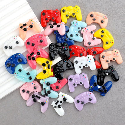 3PCS Resin Game Controller Charms Simulated Console Design DIY Craft Pieces Phone Case Decorations Crocs Charms Keychain Pendants, Pink - color: Pink