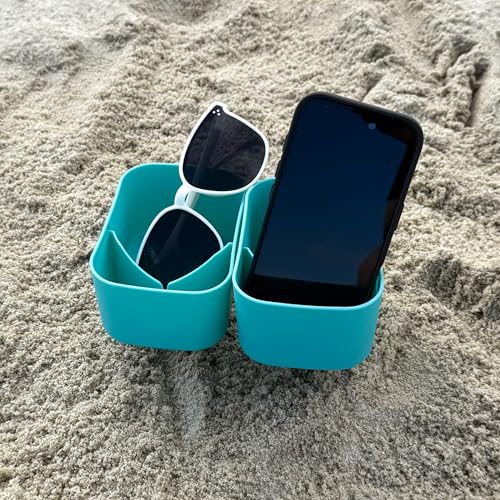 Sand Beach Cup Holder with Pocket Sand Beach Coasters Drink Cup Holders for Travel Multicolor 2 Pack Color Lake Green/Lake Green - color: Lake Green/Lake Green